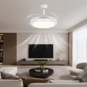 42 Inch Chandelier Fan Light 96W Bright LED Dimmable Crystal Design Elegant Home Decor For Dining Room Villa Living Room Lux