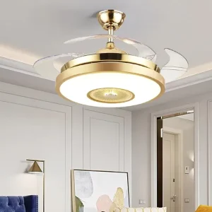 42 Inch Designer Ceiling Fans Chandelier Ceiling Fan Invisible Retractable Ceiling Fan with Light and Remote Control