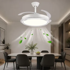 42 Inch LED Ceiling Fan Light 96W Dimmable Remote Control Quiet Motor
