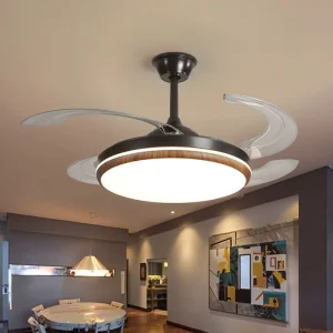 42 Inch LED Smart Ceiling Fan with LED Lamps DC Motor 4 Blades 6 Speed Dimmable Remote Control Wi Fi Connectivity Modern Design