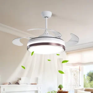 42 Inch Lampara Ventilador De Techo Smart Ceiling Fan with Light Retractable Invisible AC DC Ceiling Fan with Remote