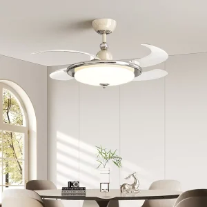 42 Inch Modern Decorative LED Ceiling Fan Lamp Lights Retractable High Chandelier Remote Control BT Speaker DC Motor Made China