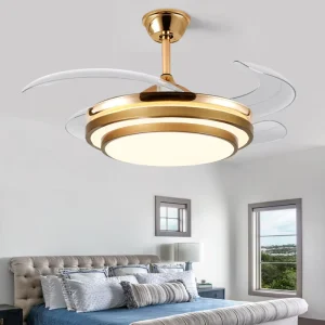 42” Modern Multifunctional LED Ceiling Fan Light Pendant Retractable DC Motor Remote Control CE Certified for Home Office Etc