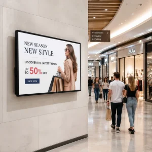 43 55 Inch AR Anti Reflective Mall Signage High Contrast 4K Wall Mount Screen for Shopping Center Hallway Advertising