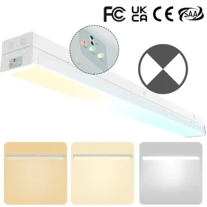 44W 5FT LED Emergency Batten Light Tunable CCT Self Test Battery Linkable Stairwell Passage Commercial Lamp FCC ETL SAA CE RoHS
