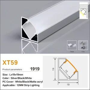 45° LED Aluminum Channel System Invisible Recessed Under Cabinet Linear for LED Strip Light Installations