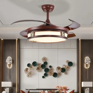 48 Inch DC Led Ceiling Fan Light Remote Control 6 Speed Copper Metal Construction for Bedroom Luxury Lighting