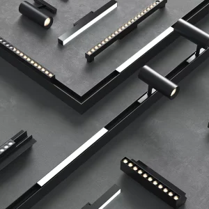 48V Aluminum Magnetic Track Lighting System Surface Recessed LED Spotlights with COB Chips and Magnetic Track Rail