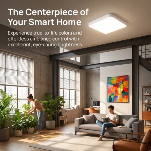 48W Square LED Ceiling Light High Brightness 2880lm Dimmable CRI 97 Surface Mounted Modern for Large Bedroom Living Room