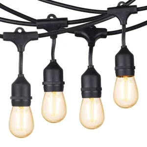 48ft Shatterproof Outdoor Christmas String Light S14 with 15 Dimmable LED Vintage Edison Bulbs Commercial Grade Patio Lights