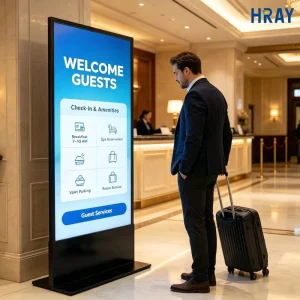 49 Inch Freestanding Android Advertising Machine 350cd m² Brightness for Hotel Lobby Welcome Info Broadcast Support OEM ODM