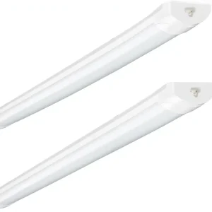 4FT 2PCS 40W Linkable Aluminium LED Batten Light IP54 Waterproof 4000LM 6500K Daylight Plug in Modern Office Garage