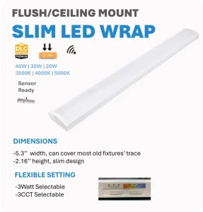 4FT Linkable AC Powered LED Wrap Light Dimmable for Industrial Commercial Residential Use ETL CETL and DLC Listed