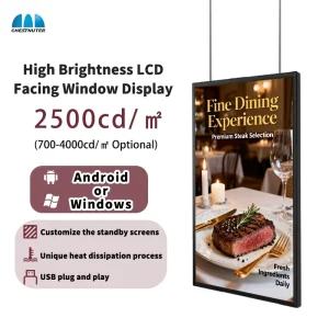 4K Ultra HD Window Facing Display High Brightness Window Signage Commercial LCD Screen for Shopping Mall Front Advertising