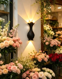 4W Outdoor Waterproof LED Wall Light Unique Flower Vase Shaped Design Aluminum Led Wall Sconce Flower Shop Wall Lamp Decoration