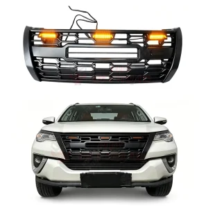 4X4 GR Model Racing Grille W LED Amber Lights for Toyota Fortuner Mesh Car Grid Grills