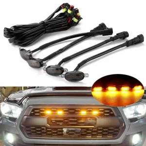 4pcs Car Front Hood Grille Led Light Raptor Style Grille Amber White Auto Grille Light for Ford F-150 F150