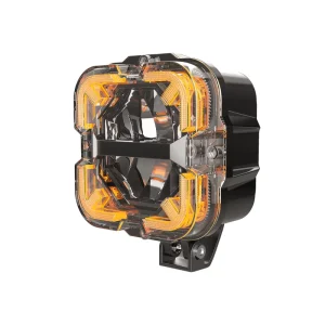 4×4 55W Square LED Spotlight with Amber DRL for Motorcycles Trucks Pickups and Off Road LED Fog Lights