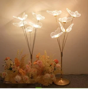 5 Head Acrylic Butterflies Floor Luminous Led Walkway Lights Road Lead Stage Light for Wedding Centerpiece Event Decor