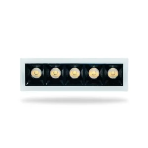 5 Head Embedded Linear Grille LED Downlight Aluminum Housing High CRI Ra95 5 Year Warranty Dimmable European Design Residential