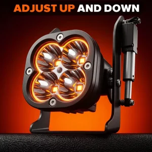 5 Inch Adjustable LED Pod Lights Yellow Spot Beam with Amber DRL Halo Clover Design for Truck SUV Offroad Driving Tilting Mount