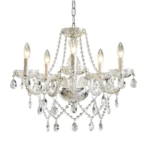 5 Light Modern Contemporary Elegant K9 Crystal Glass Chandelier Pendant E12 Dimmable Home Office Ceiling Lighting Fixture