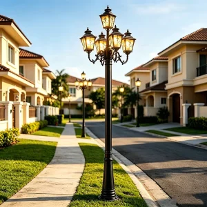 5 Lights 3.5 Meters Pole Street Lights Aluminum Lamp Body Waterproof E27 Led Bulb Outdoor Led Garden Lights for Garden Outdoor