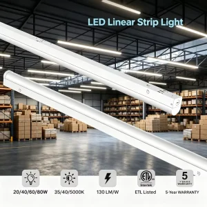5 Years Warranty 20-80w Led Industrial High Brightness 130lm/w Commercial LED Shop Lights for Garage Warehouse