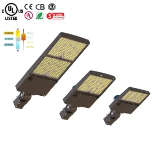 5 Years Warranty IP66 CE for 160LM 3CCT 4 Power Switchable Outdoor LED Area Parking Lot Shoebox Street Light