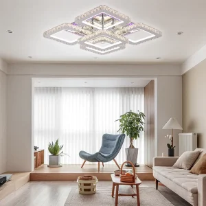 500*500mm LED Ceiling Light RGB Music Rhythm Color Change Glass Crystal Ceiling Lamp With Remote Control