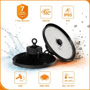 5000K IP65 IK08 UFO LED High Bay Light 120W 150W 200W 200 lm/W Liteon 5050 PC Lens for Logistics Hall