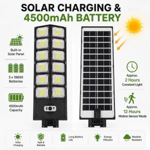 504 LEDs 4500mAh ABS+PS PIR Motion Sensor Solar Light for Outdoor Garden Courtyard Solar Street Light