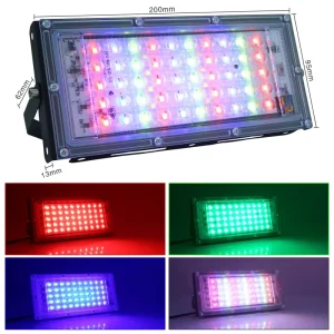 50W 100W 150W 200W Commercial Floodlight Rgb Outdoor IP65 Waterproof Multicolor LED Flood Lights Safety Light Projecteur Lamp