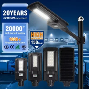 50W 100W 200W Solar LED Street Light IP65 Waterproof 2500 6500K Daylight Control for Villa Garden Rural Road