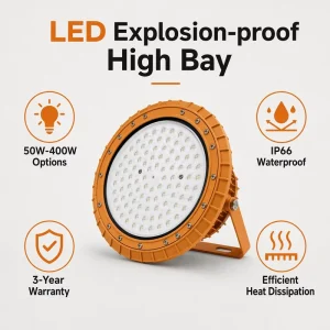50W-300W LED Explosion Proof Light UFO High Bay IP66 Waterproof Explosion Proof Light for Warehouse Gas Station Factory