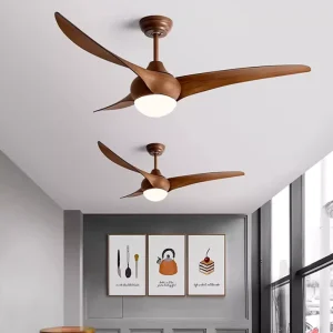 52 Inch 3 Blade LED Decorative Ceiling Fan Light with Remote Control Dimmable Metal Construction Modern Design for Dining Rooms