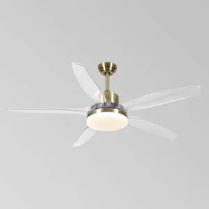 52 Inch 5 Blades Modern LED Indoor Chandelier Ceiling Light with Fan Remote Control for Living Room