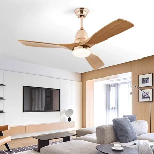 52″ LED Ceiling Fan with Light 3 Solid Wood Blades 6 Speed Variations Remote Control Ideal for Dining Areas and Living Rooms