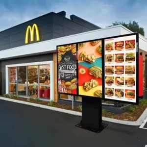 55 Inch Outdoor Waterproof LCD Display Menu Boards for Drive Thru Ordering System 3000nits Spliced 2/3 Screens