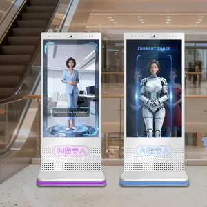 55 Inch Touch Screen AI powered Customer Service Kiosk Screen Digital Signage and Displays Advertising Totem with LED Light