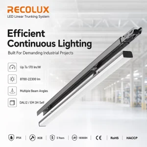 5FT 7FT LED Linear Trunking System IP54 Aluminium Continuous Row Luminaire for Warehouse and Workshop