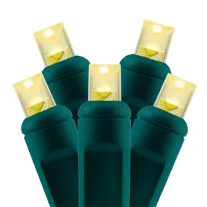 5MM Commercial Grade Mini Christmas String Light Wide Angle Concave Warm White IP65 One Piece Construction
