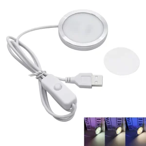5V 12V Recessed Surface Under Cabinet Surface Mount Puck Lithophane Campervan RV LED Interior Puck Light Camper Van Ceiling Lamp