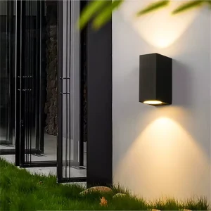 5W IP44 Waterproof LED Wall Light Black Rectangle Outdoor Surface Mount for Garden Adjustable Color Temp