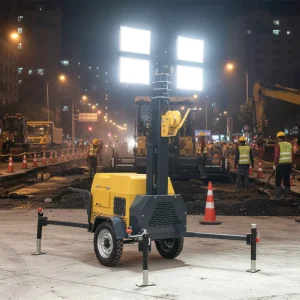 5m 6m 7m Portable Solar Trailer Light Tower Diesel Gasoline Light Tower