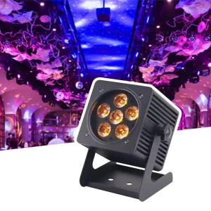 6*18W LED Par Light RGBWA+UV Wireless Stage Lighting Battery Operated IP65 Spotlights DMX512 Par Lights for Wedding Halls Party