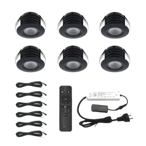6*3W Recessed Spotlight 12V IP65 Waterproof Thread Pattern Downlight Set for Outdoor Pergola Light Cabinet Lighting