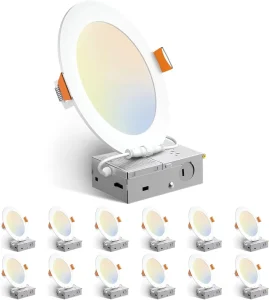 6 Inch 3CCT 5CCT Ultra Thin LED Recessed Ceiling Light with Junction Box Round 12W Downlight for Home Office Commercial Use