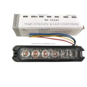 6 LED Strobelight Emergency Light Multivolt 12V 24V Amber Red Blue Green White Touch Negative to Change Patterns
