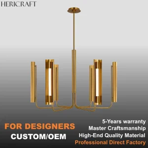 6 Light LED Chandelier Pendant Hanging Light in Burnished Brass Traditional Style for Dining Living Room Kitchen 110V